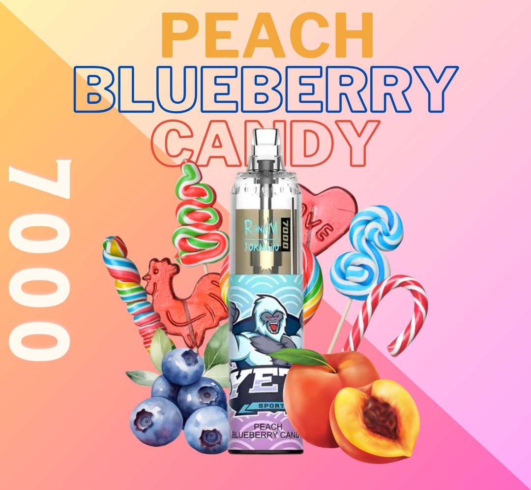 RandM Tornado Vape 7000 Peach Blueberry Candy🍑🍇🍬