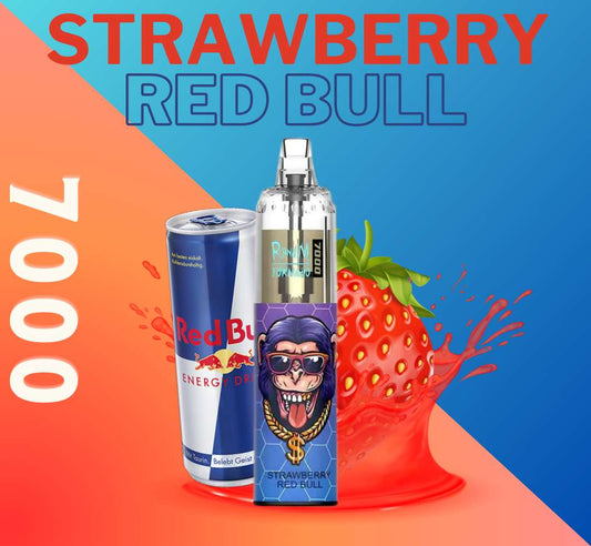 RandM Tornado Vape 7000 Strawberry Red Bull 🍹🍓